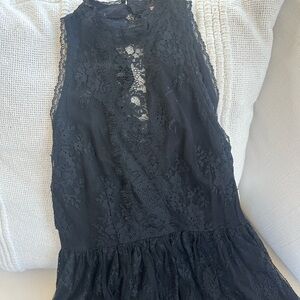 Free People Black Lace Sleeveless Dress | Button-Back | Lined | Size 2